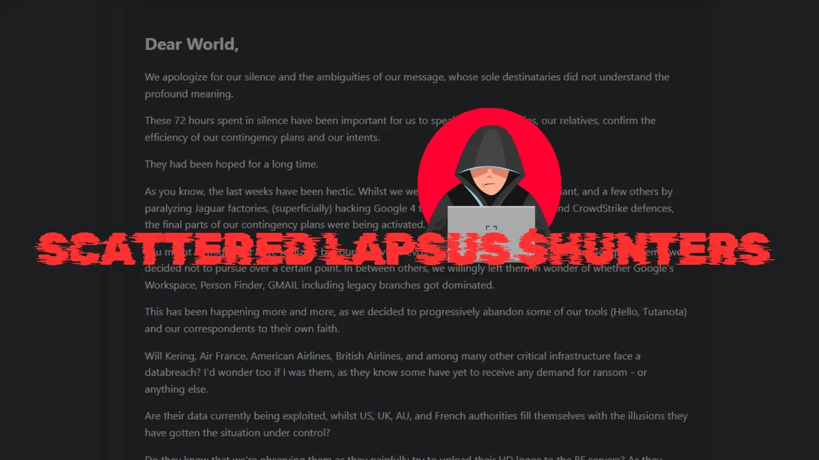 What Are The Takeaways from The Scattered Lapsus $Hunters Statement?