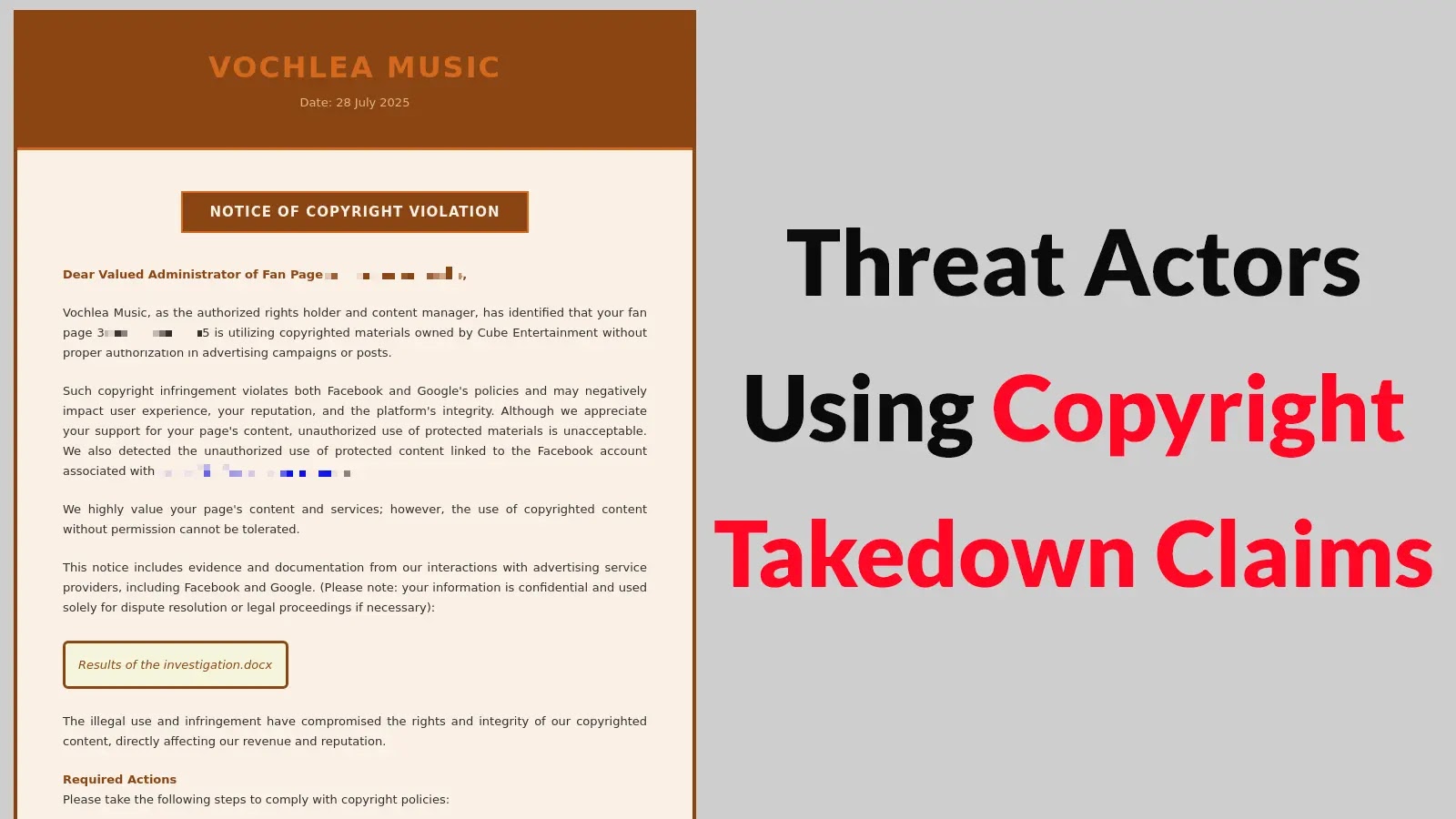 Threat Actor’s Using Copyright Takedown Claims to Deploy Malware