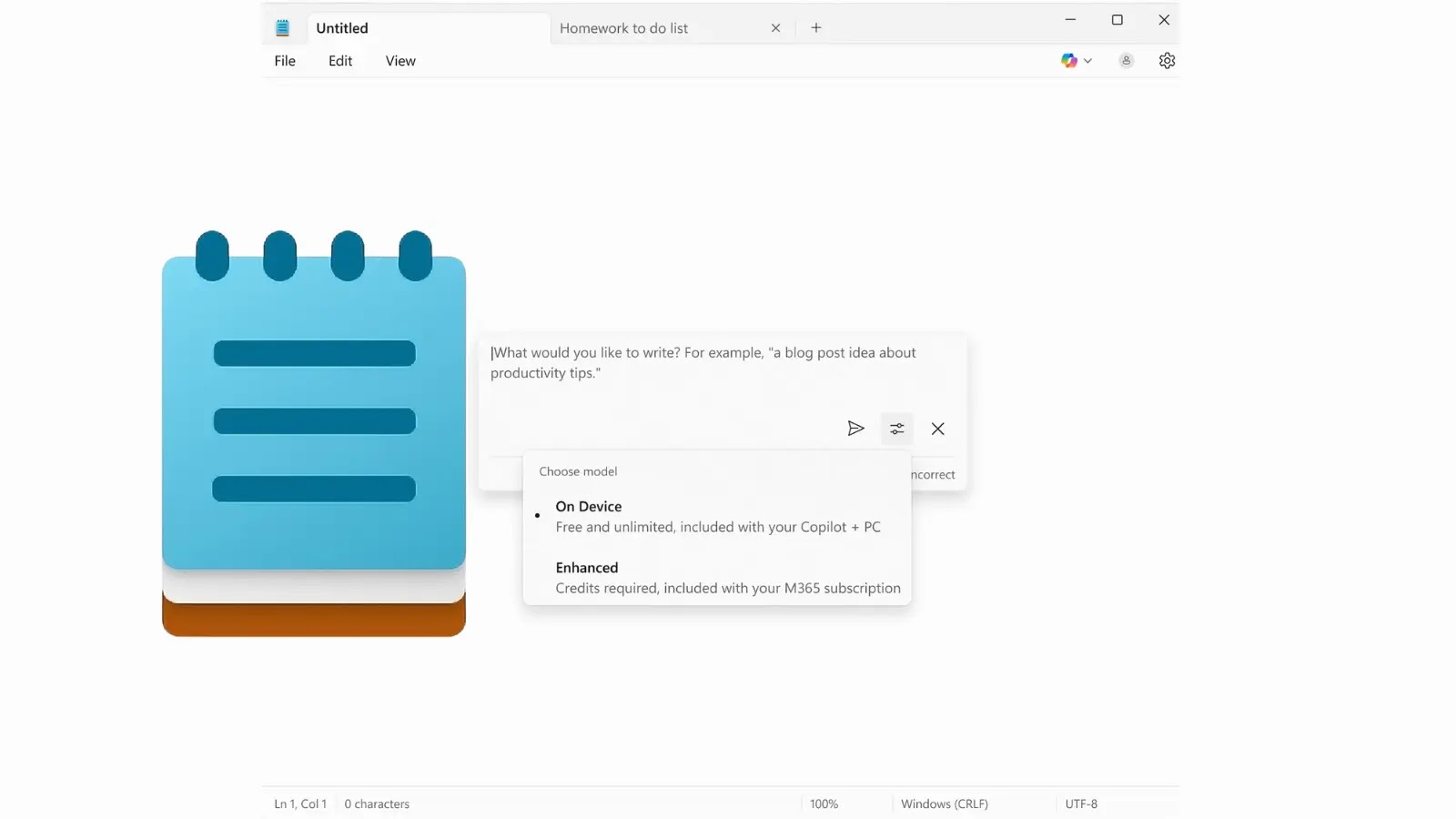 Windows 11 Notepad to Get AI Support for Free to Generate and Summarize Text