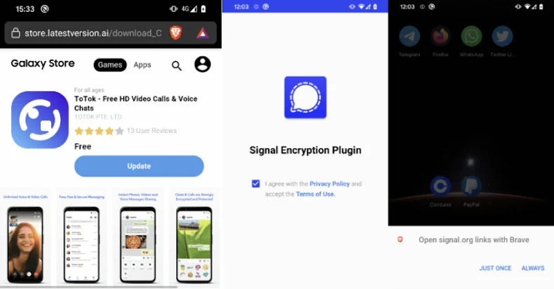 Beware of Android Spyware Disguised as Signal Encryption Plugin and ToTok Pro
