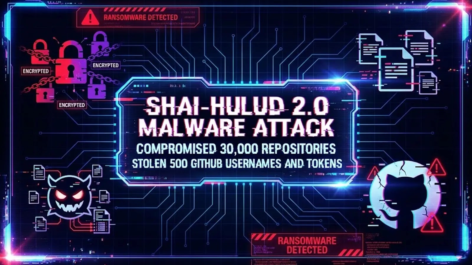 Shai-Hulud 2.0 Malware Attack Compromised 30,000 Repositories and Stolen 500 GitHub Usernames and Tokens