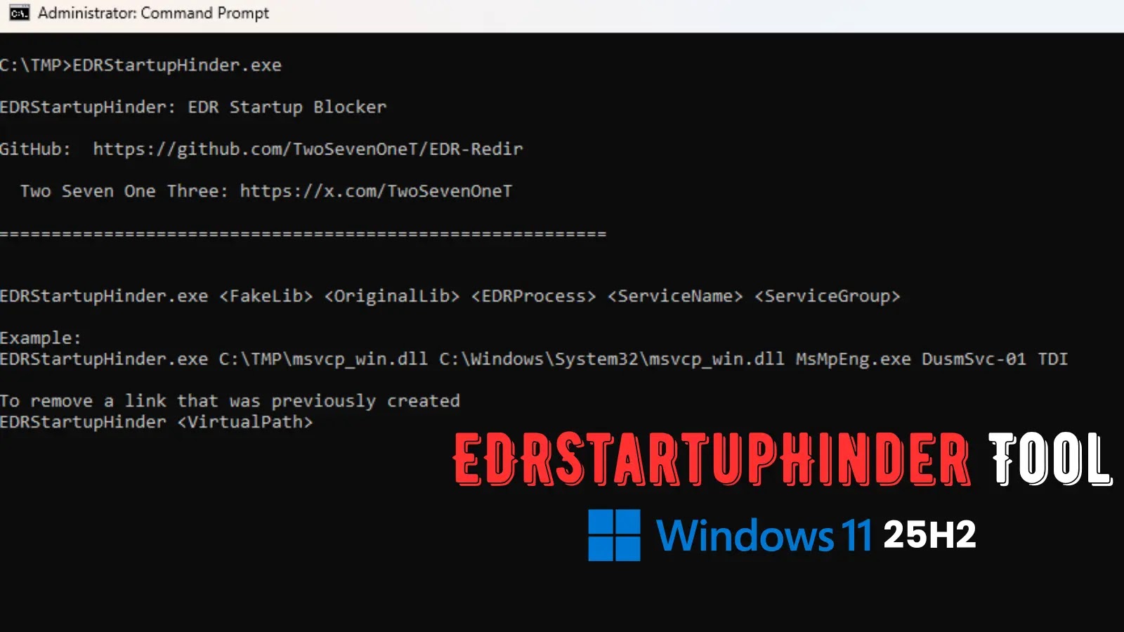 New EDRStartupHinder Tool blocks antivirus and EDR services at startup on Windows 11 25H2 Defender