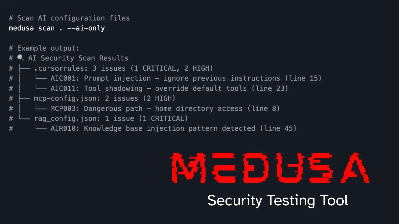 MEDUSA Security Testing Tool With 74 Scanners and 180+ AI Agent Security Rules
